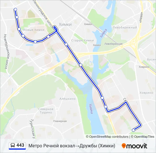 Автобус 443: карта маршрута