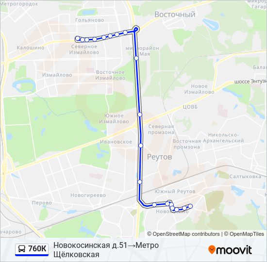 760К bus Line Map