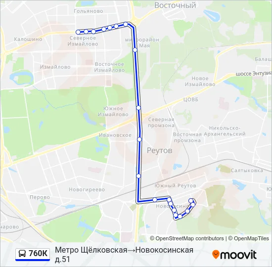 760К Bus Line Map