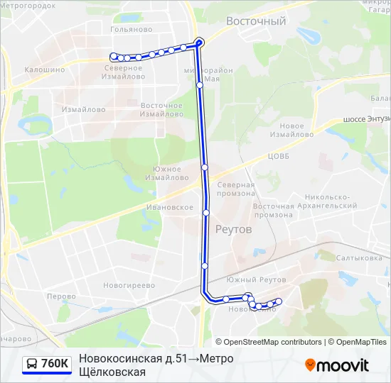 760К Bus Line Map