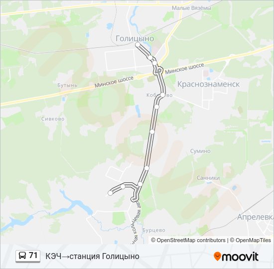 Автобус 71: карта маршрута