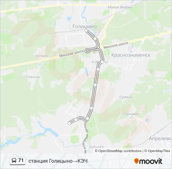 Автобус 71: карта маршрута