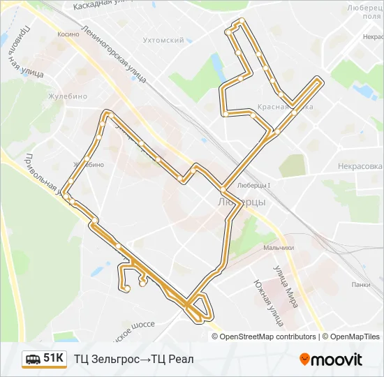 Маршрутка 51К: карта маршрута
