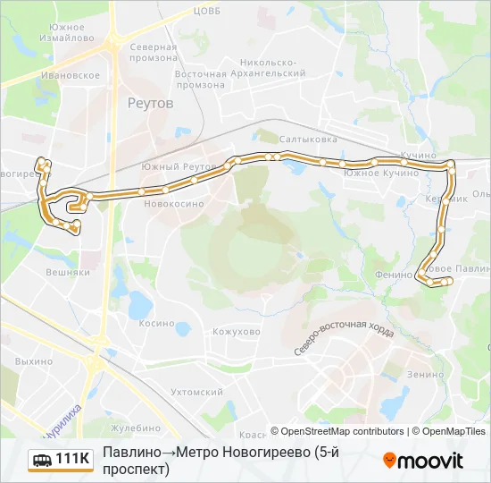Маршрутка 111К: карта маршрута