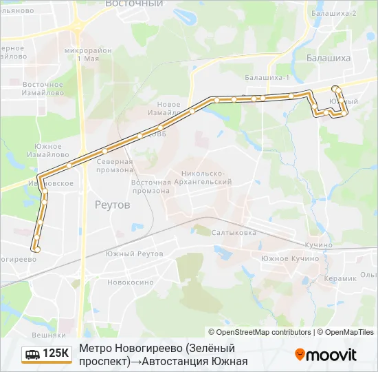 125К Shuttle Line Map