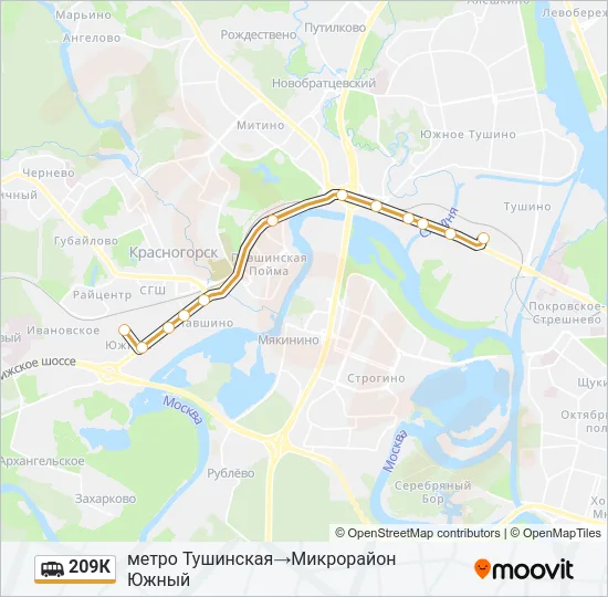 209К Shuttle Line Map