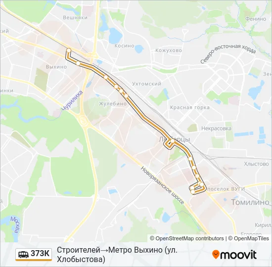 Маршрутка 373К: карта маршрута