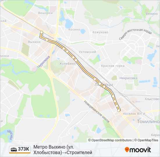 Маршрутка 373К: карта маршрута