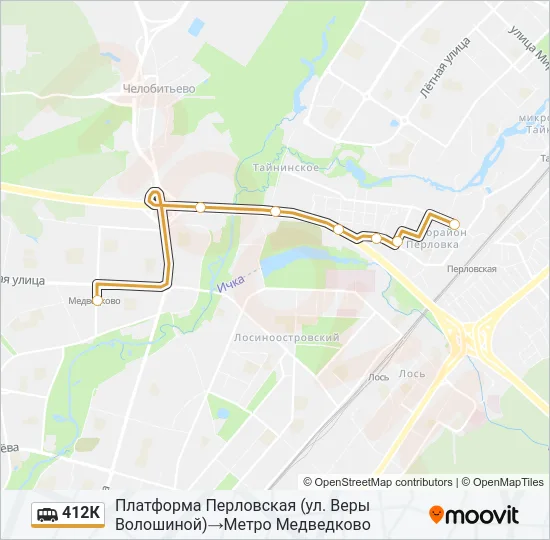 Маршрутка 412К: карта маршрута