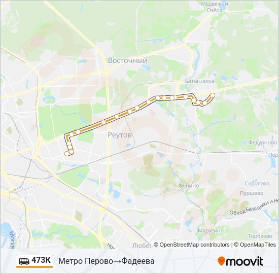 Маршрутка 473К: карта маршрута