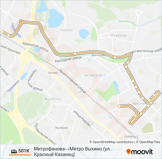 Маршрутка 501К: карта маршрута