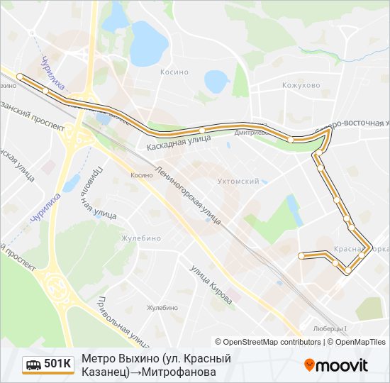 Маршрутка 501К: карта маршрута