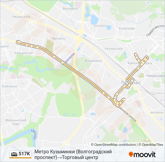 Маршрутка 517К: карта маршрута