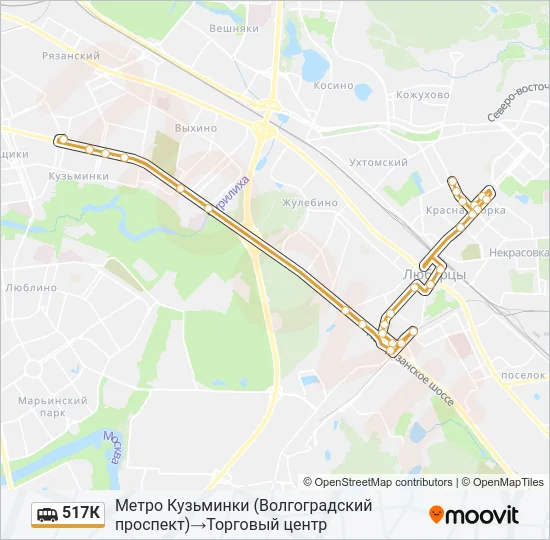 Маршрутка 517К: карта маршрута