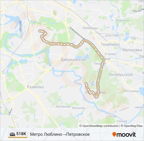 Маршрутка 518К: карта маршрута