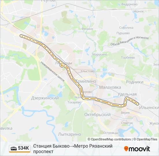 Маршрутка 534К: карта маршрута