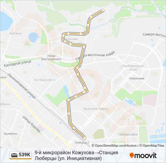 Маршрутка 539К: карта маршрута