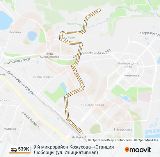 Маршрутка 539К: карта маршрута