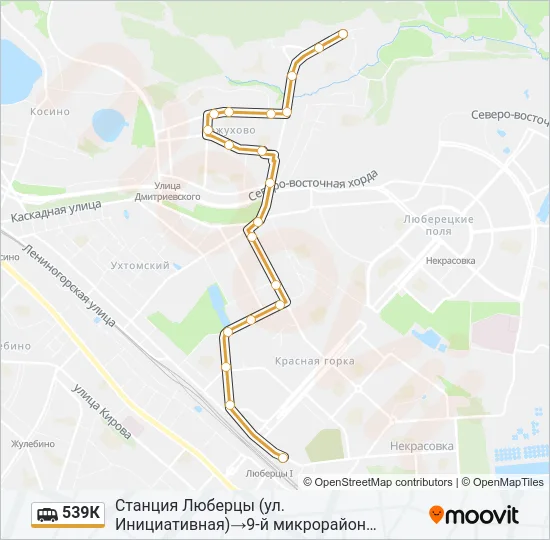 Маршрутка 539К: карта маршрута