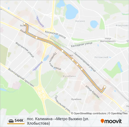 Маршрутка 544К: карта маршрута