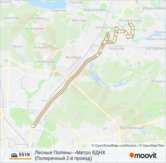 551К Shuttle Line Map