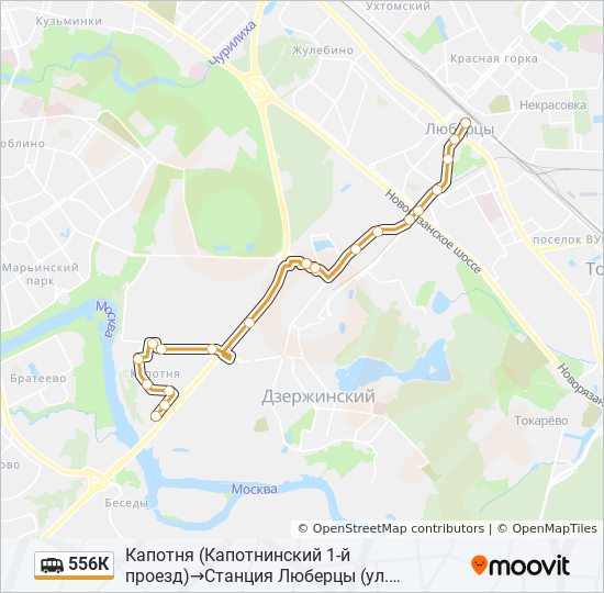 Маршрутка 556К: карта маршрута