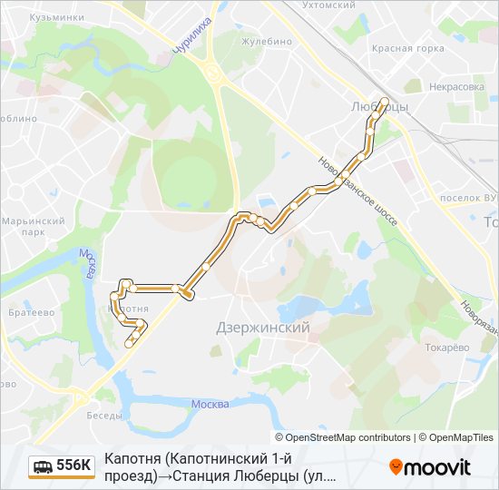 Маршрутка 556К: карта маршрута