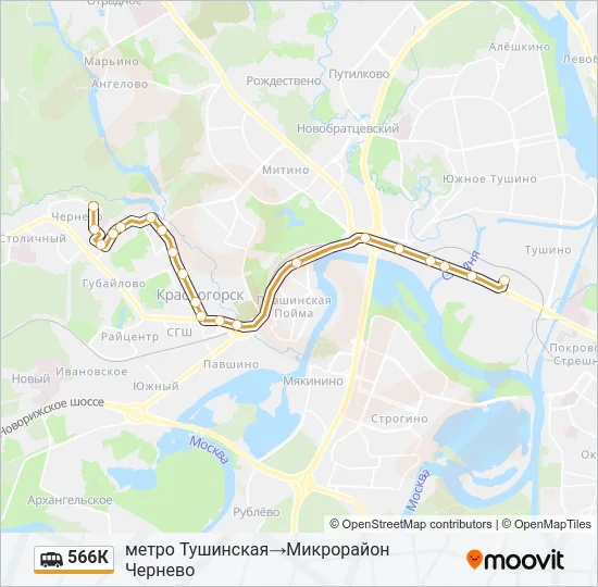 566К Shuttle Line Map