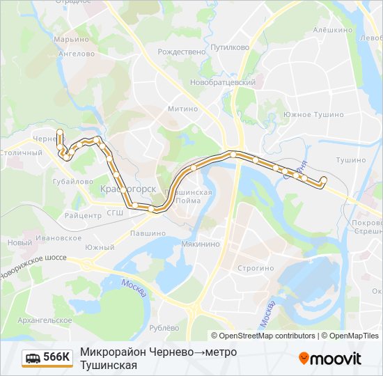 Маршрутка 566К: карта маршрута