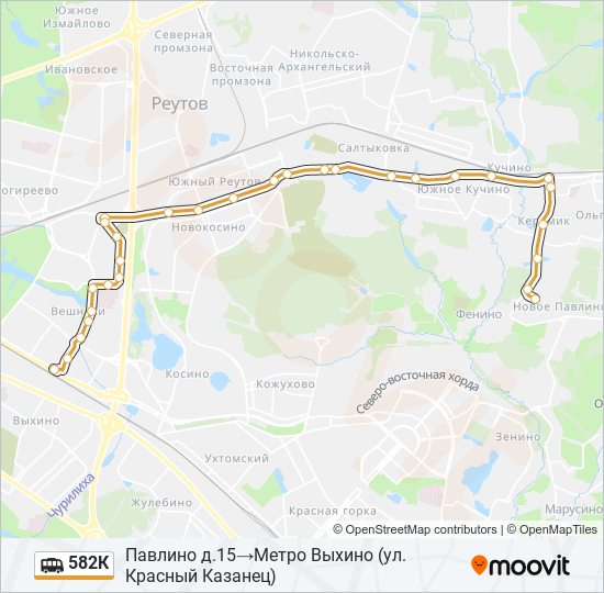 582К shuttle Line Map