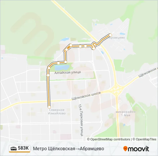 Маршрутка 583К: карта маршрута