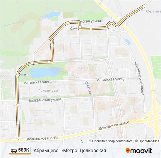 Маршрутка 583К: карта маршрута