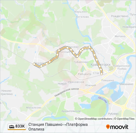 833К Shuttle Line Map