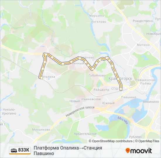 833К Shuttle Line Map