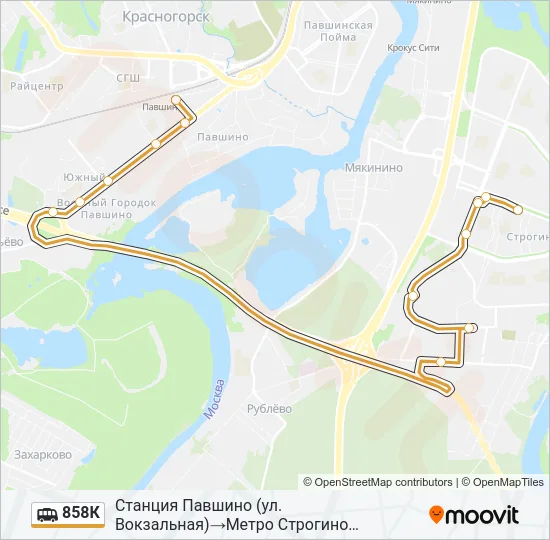 Маршрутка 858К: карта маршрута
