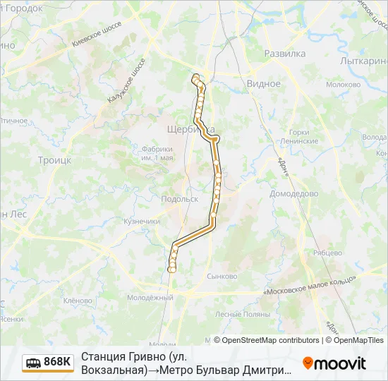 Маршрутка 868К: карта маршрута