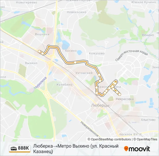 Маршрутка 888К: карта маршрута