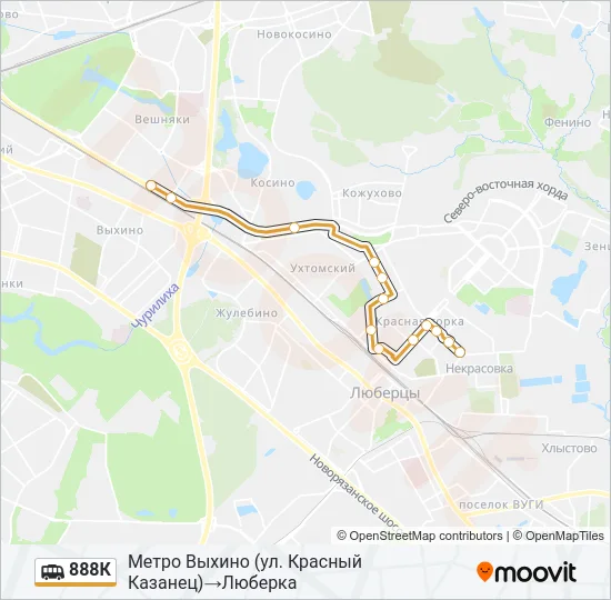 Маршрутка 888К: карта маршрута