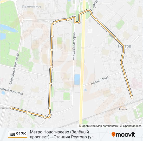 Маршрутка 917К: карта маршрута