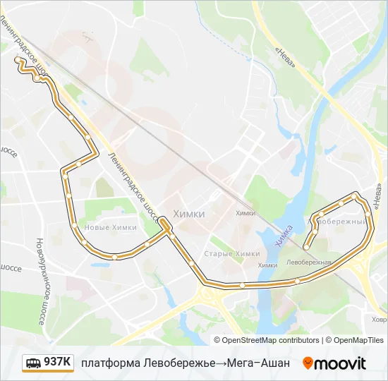 937К Shuttle Line Map