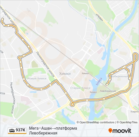 Маршрутка 937К: карта маршрута