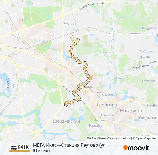 Маршрутка 941К: карта маршрута