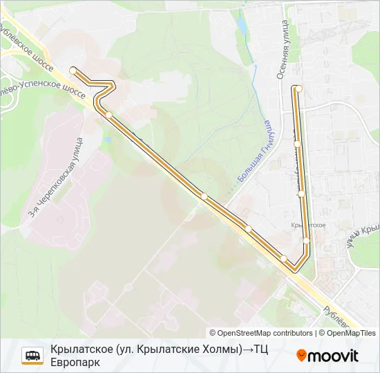 Маршрутка ТЦ ЕВРОПАРК - КРЫЛАТСКОЕ: карта маршрута