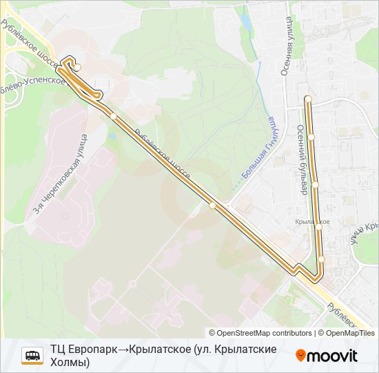 ТЦ ЕВРОПАРК - КРЫЛАТСКОЕ shuttle Line Map