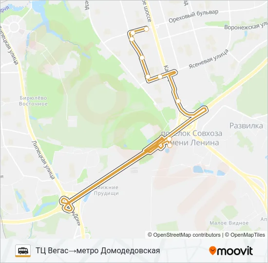 МЕТРО ДОМОДЕДОВСКАЯ - ТЦ ВЕГАС Shuttle Line Map