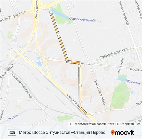 СТАНЦИЯ ПЕРОВО - МЕТРО ШОССЕ ЭНТУЗИАСТОВ shuttle Line Map