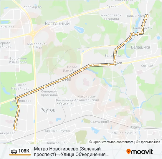 108К Shuttle Line Map