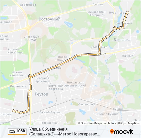 108К shuttle Line Map