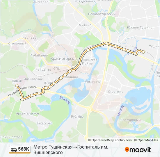 Маршрутка 568К: карта маршрута