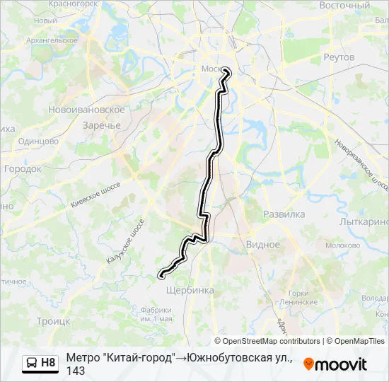 Автобус Н8: карта маршрута
